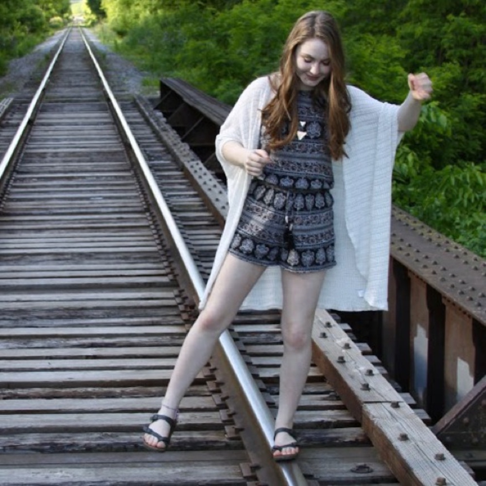 Black and White Patterned Romper